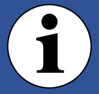 Info-Zeichen: Buchstabe „i“ in einem weißen Kreis auf blauem Grund.