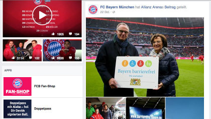 Bildschirmfoto der Facebook-Seite des FC Bayern mit Fotos von der Übergabe des Signets „Bayern barrierefrei“.