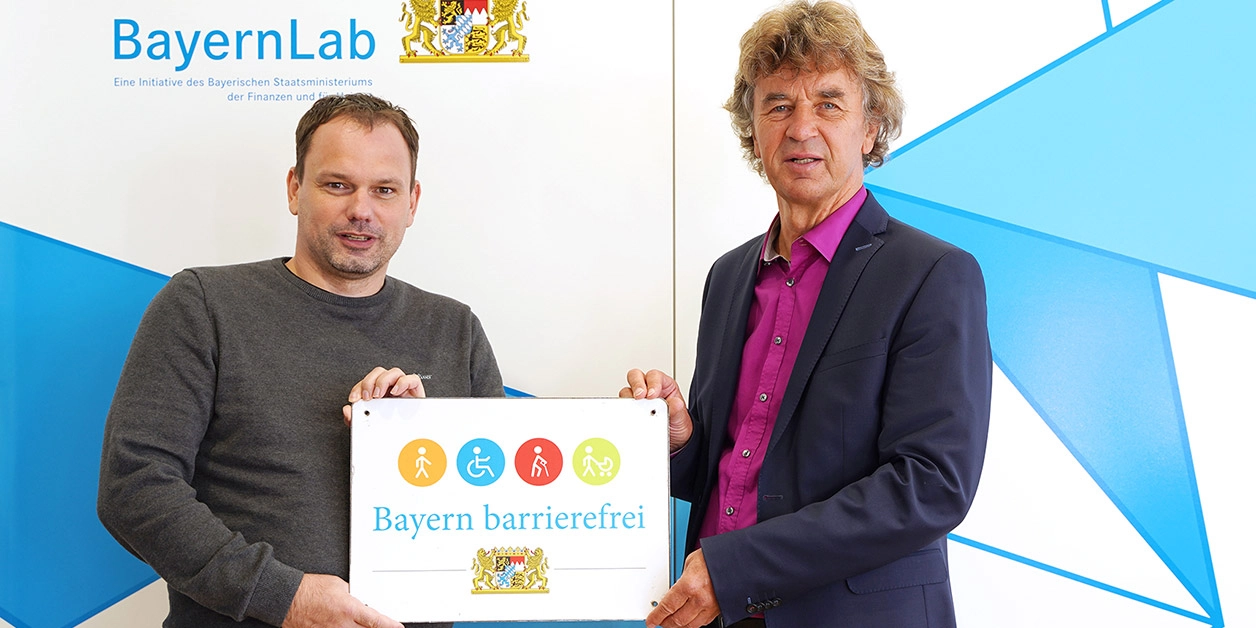 Präsentation des Signets „Bayern barrierefrei” im BayernLab Starnberg.